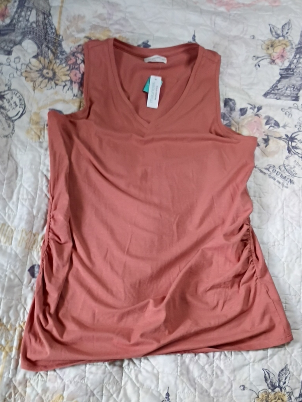 NWT Maternity Maurices Rose Mauve V-Neck Ruched Side Tank Top